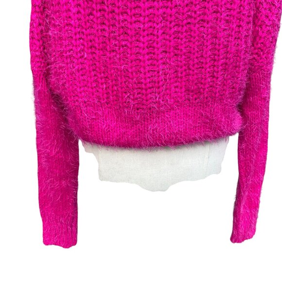 Main Strip On/Off Shoulder Chunky Knit Barbiecore Sweater Slouchy Oversized-S/M - Picture 5 of 12